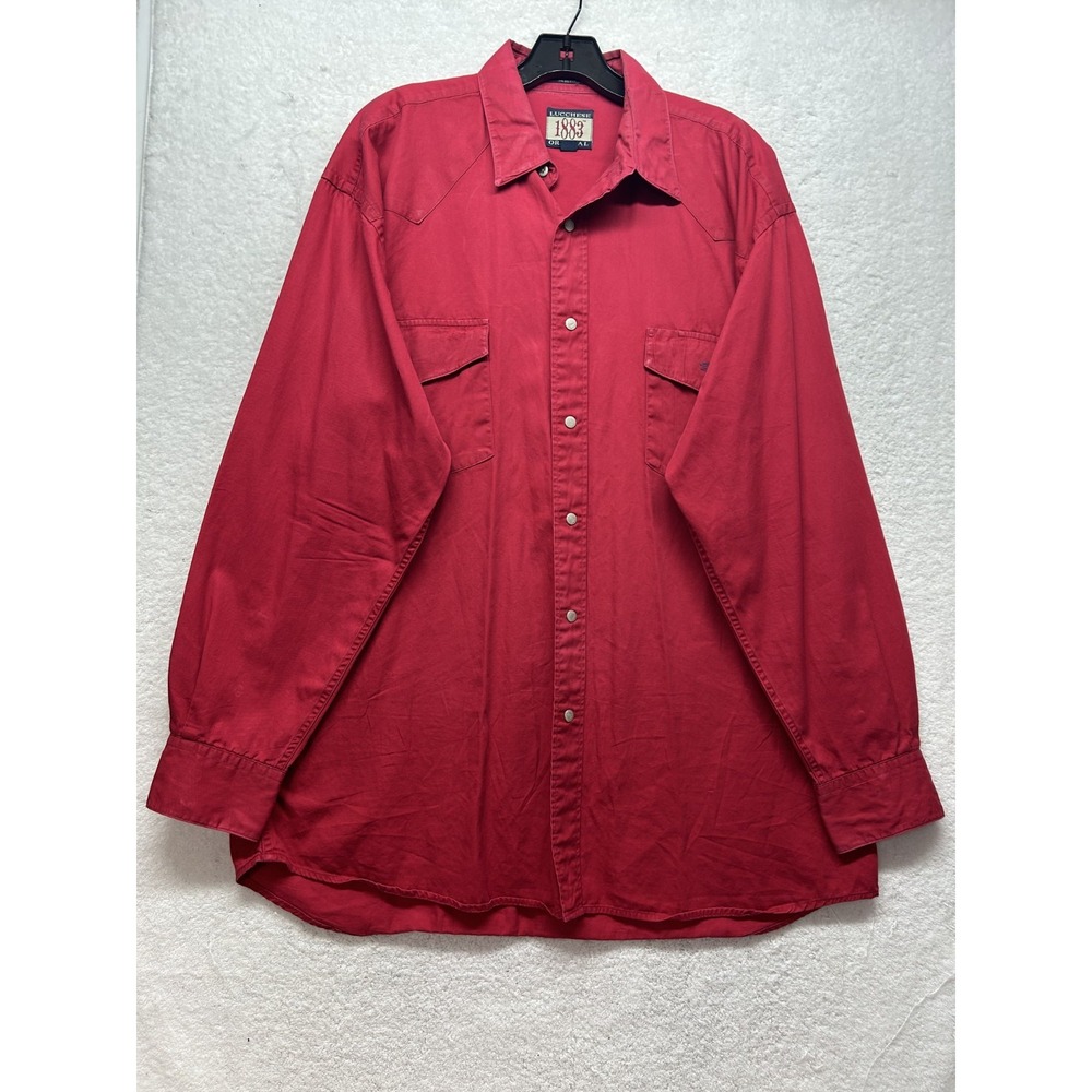Luchesse 1883 Mens Size L Red Long Sleeve Snap Button Up Shirt (S5)